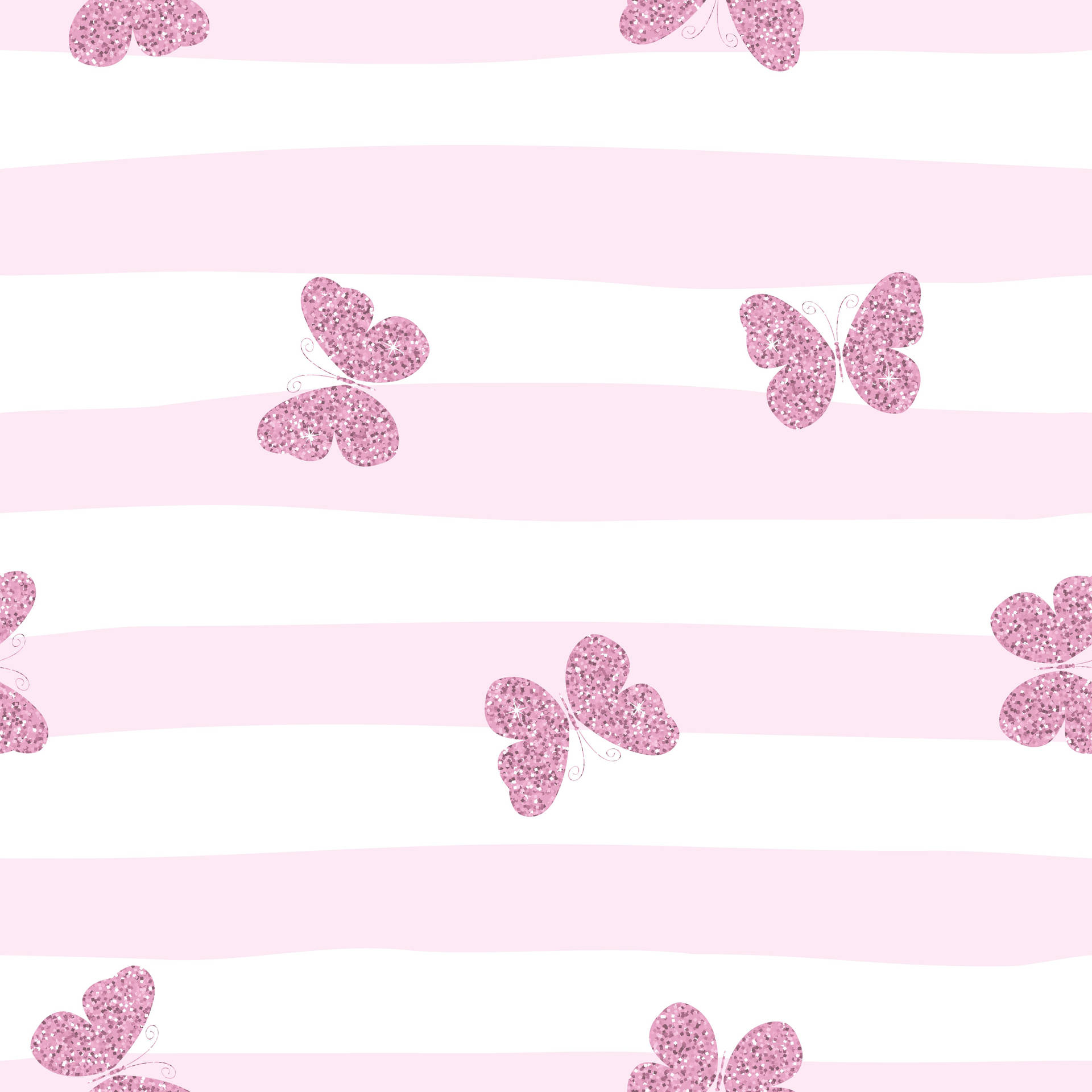 Cute Pink Butterfly And Stripes Background