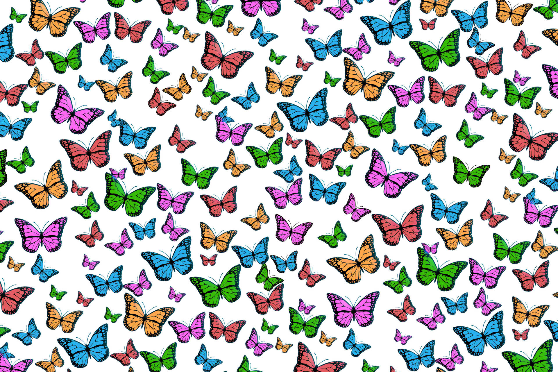 Cute Pink Butterfly Kaleidoscope With Other Butterflies Background