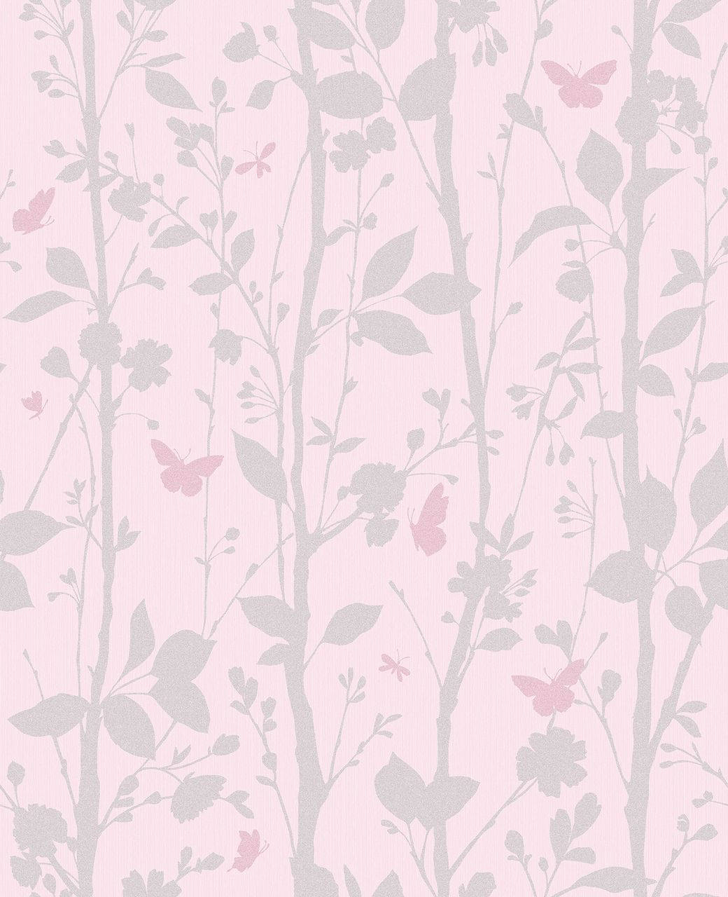 Cute Pink Butterfly On Plant Silhouette Background