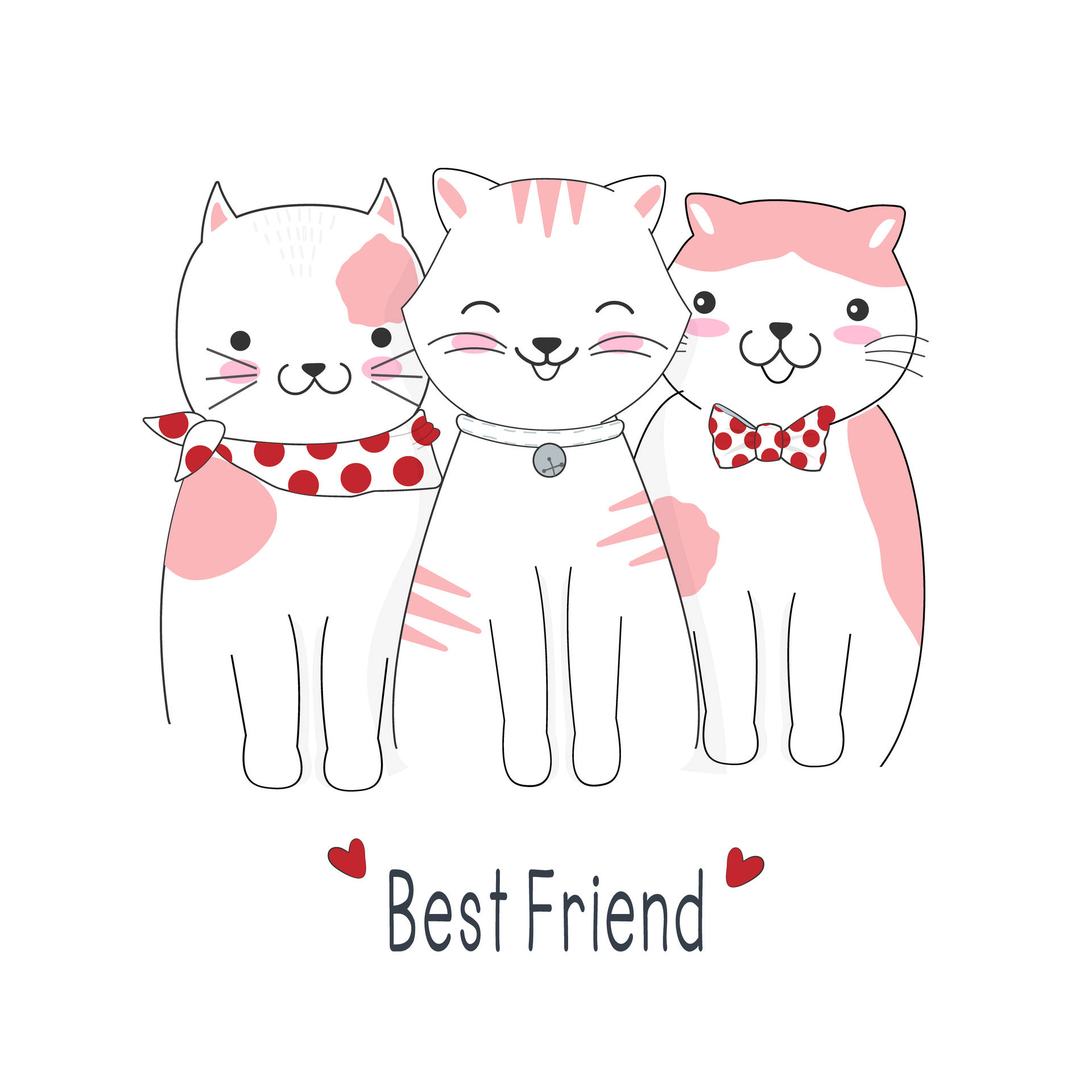 Cute Pink Cat Best Friends Background