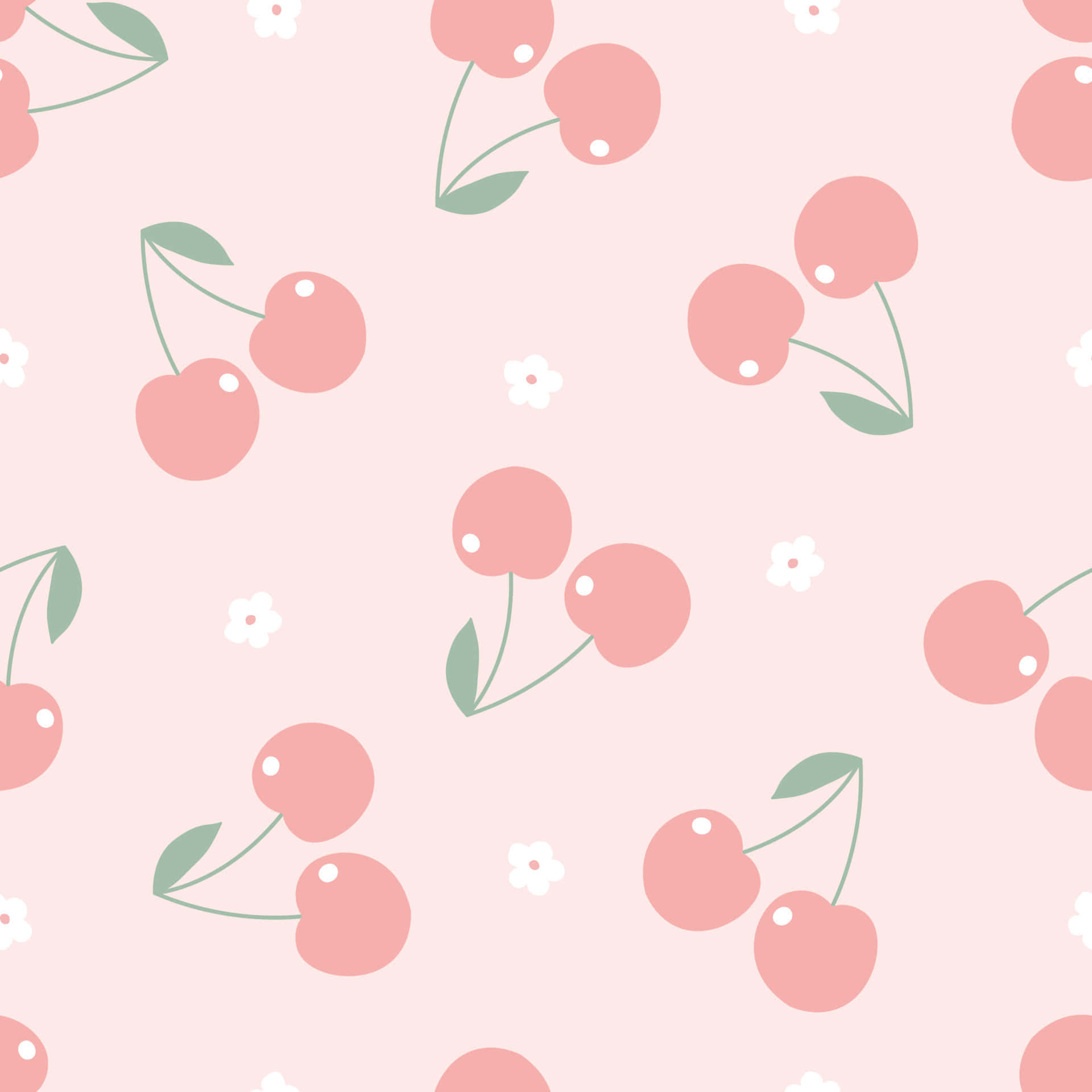 Cute Pink Cherries With Tiny Flowers
