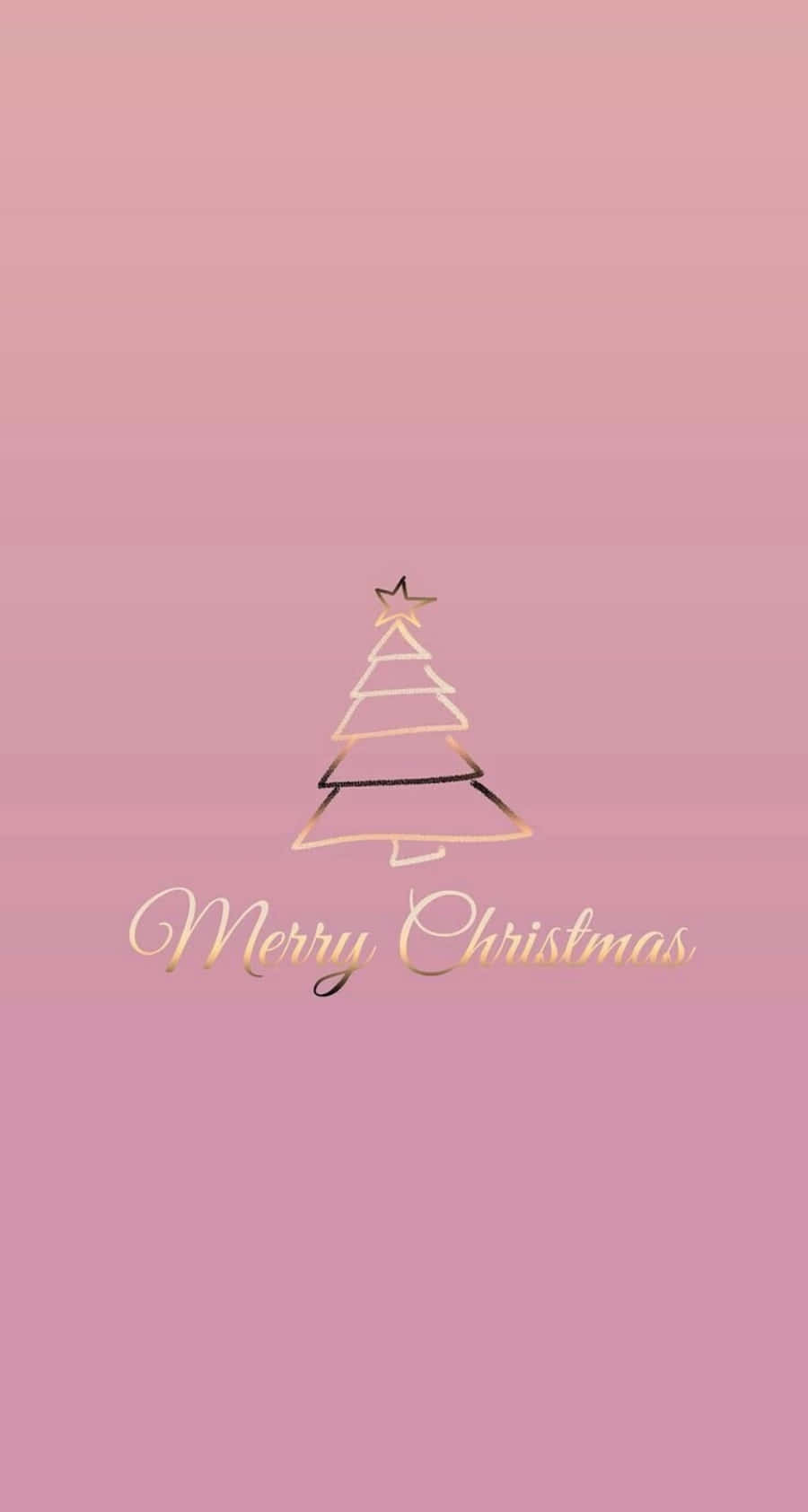Cute Pink Christmas Greeting In Gold Font Background