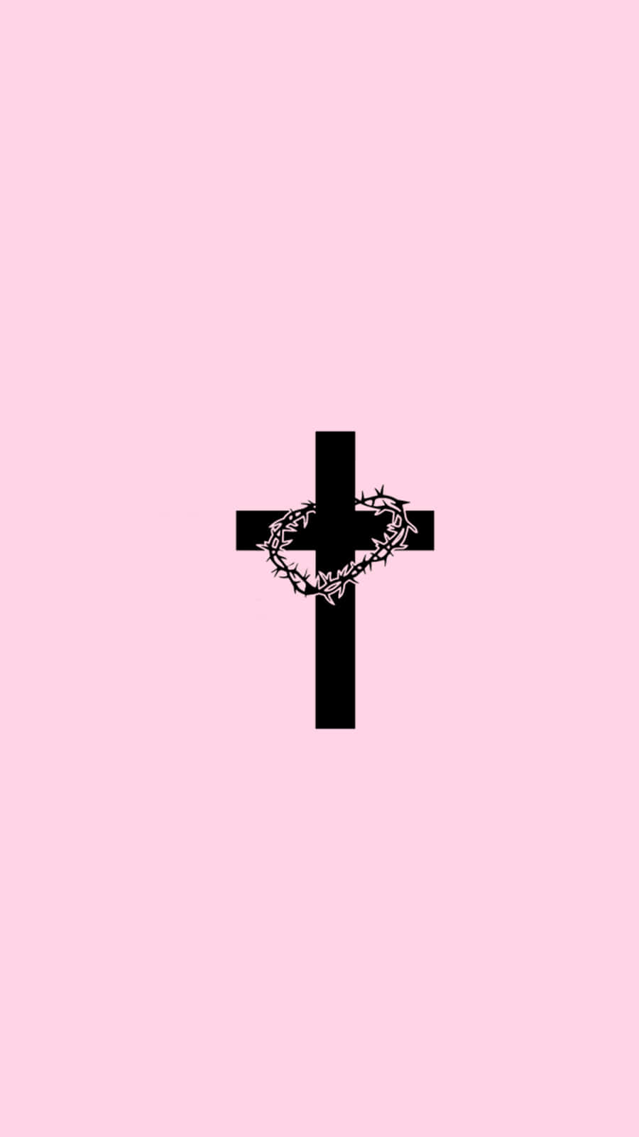 Cute Pink Cross With Crown Of Thorns