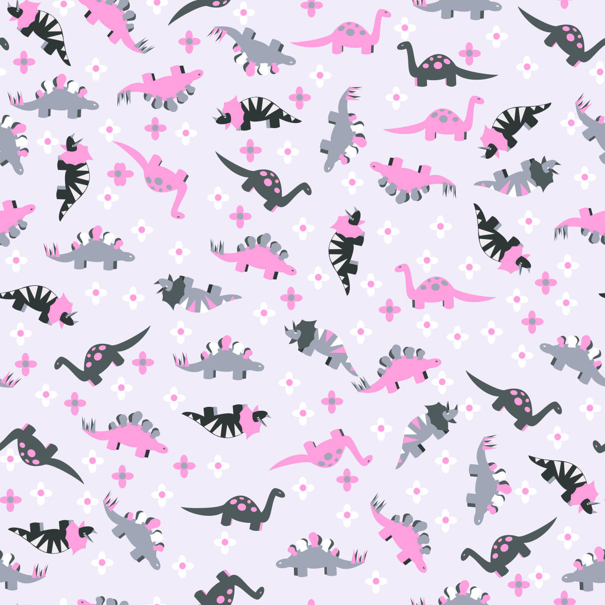 Cute Pink Dinosaur And Black Pattern Background