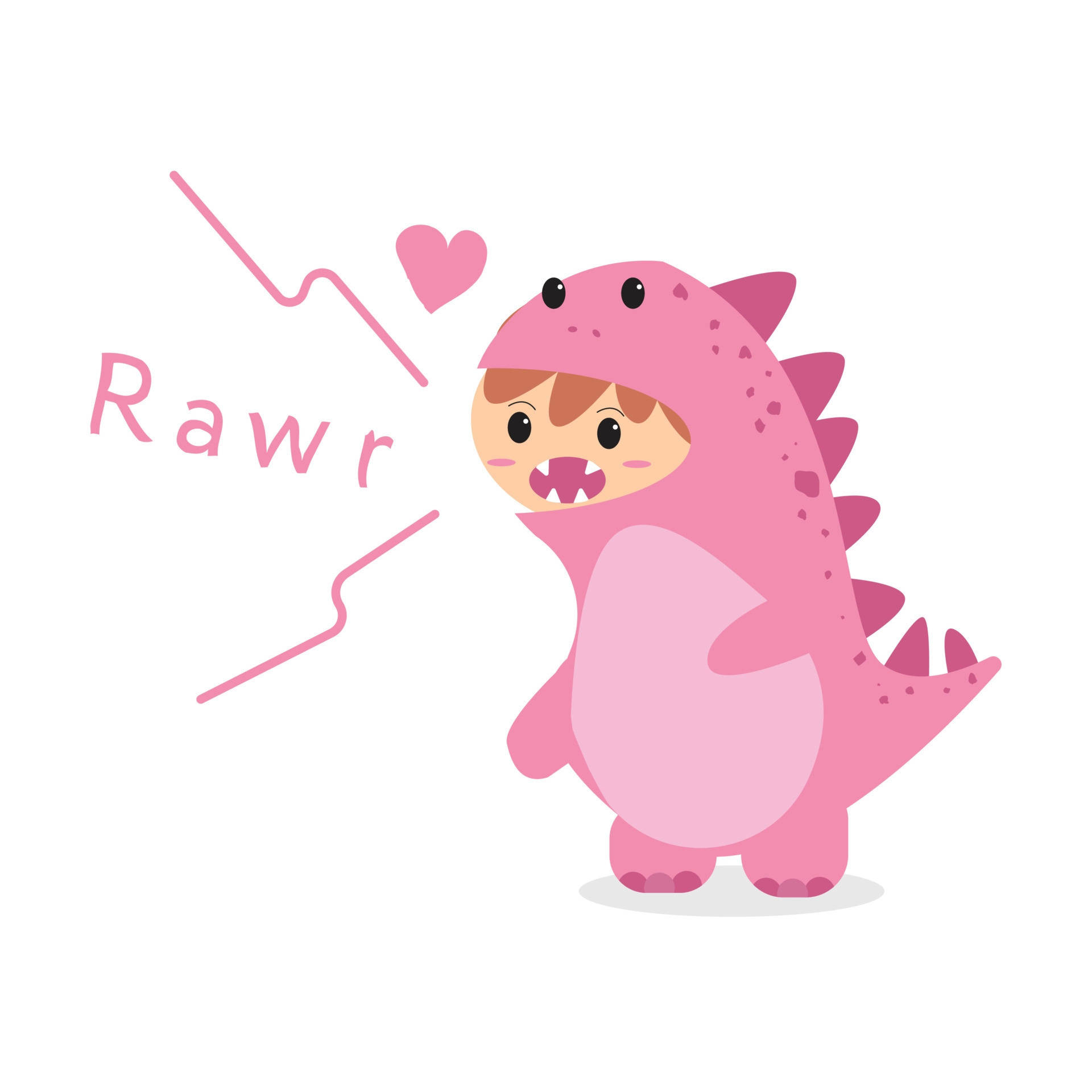 Cute Pink Dinosaur Child Rawr Costume Background