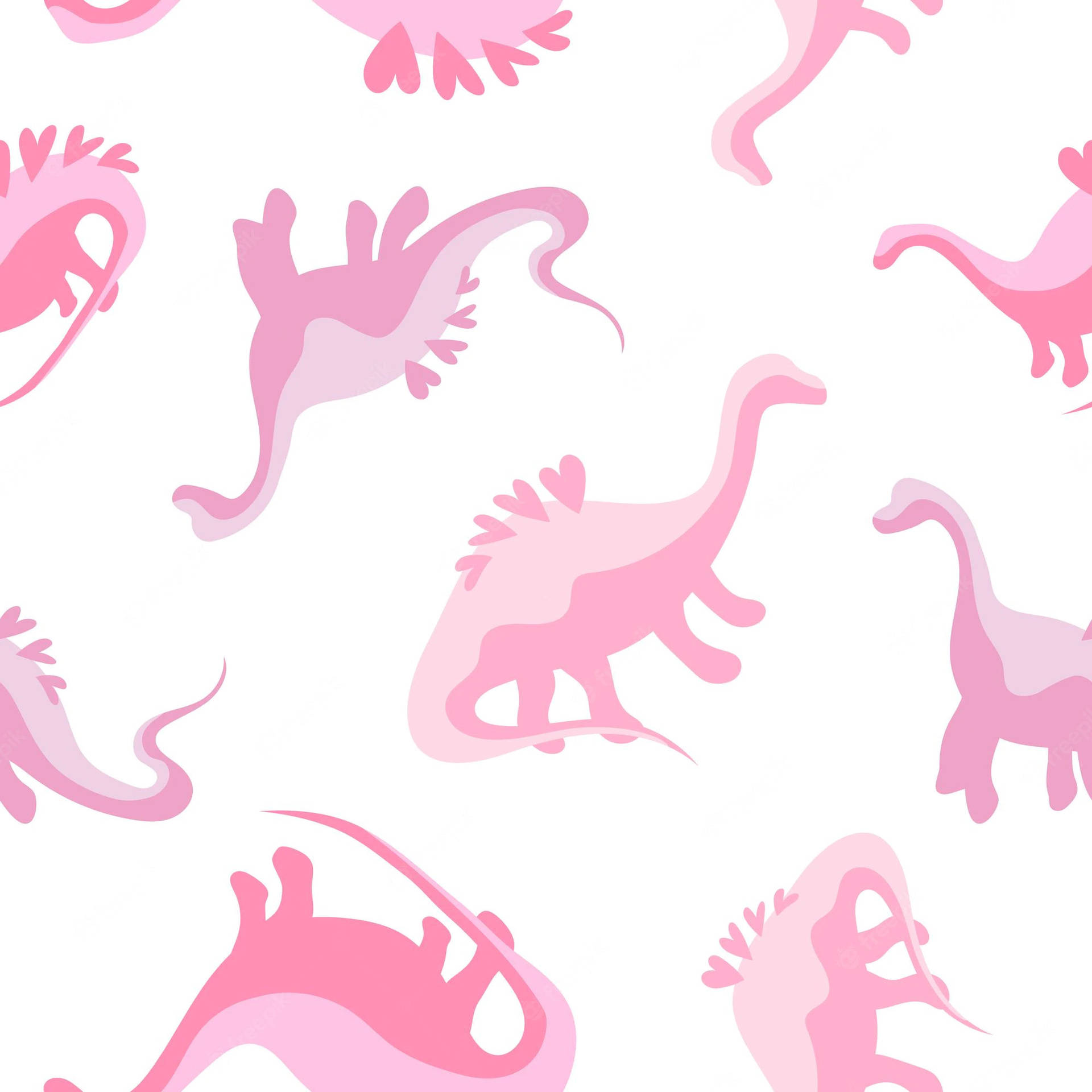 Cute Pink Dinosaur Heart Spikes Background