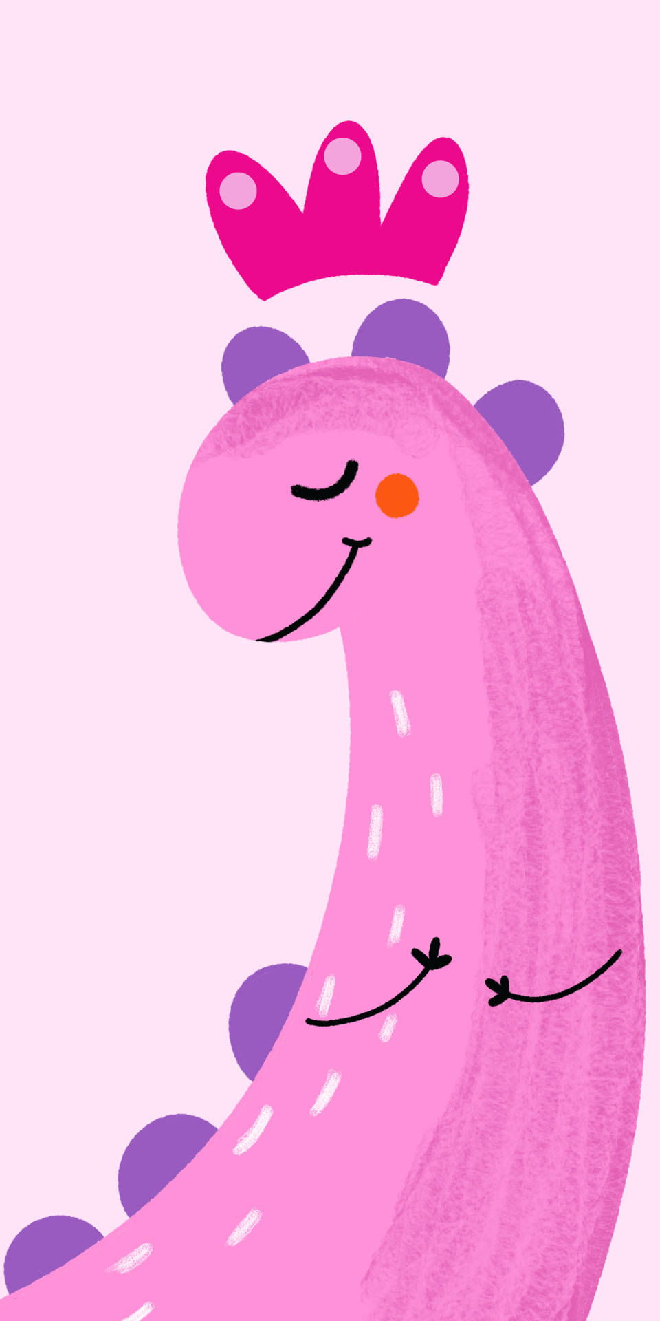 Cute Pink Dinosaur Hugging Herself