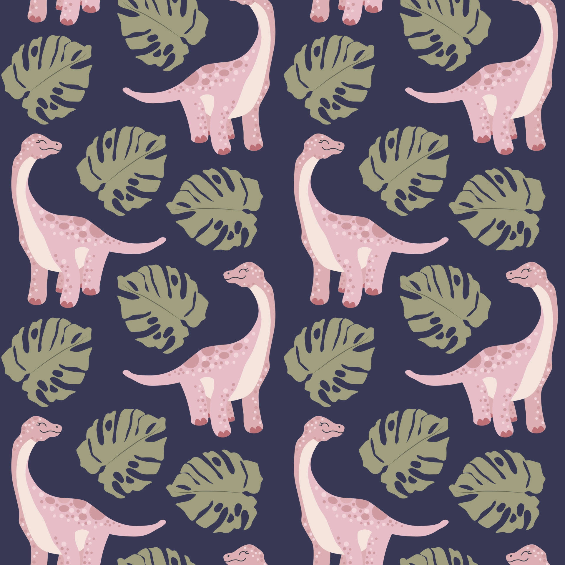 Cute Pink Dinosaur Sweet Sauropod Pattern