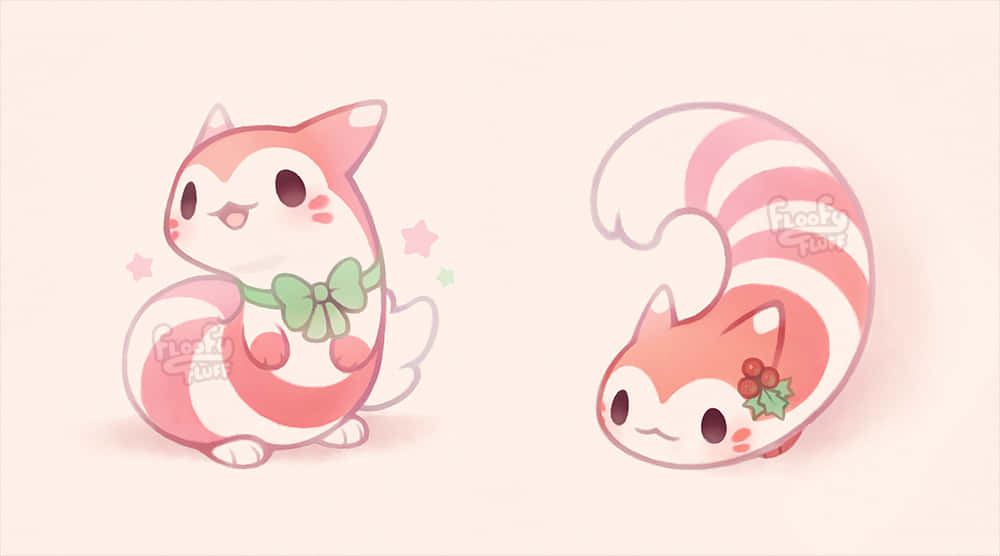Cute Pink Furret Desktop Background