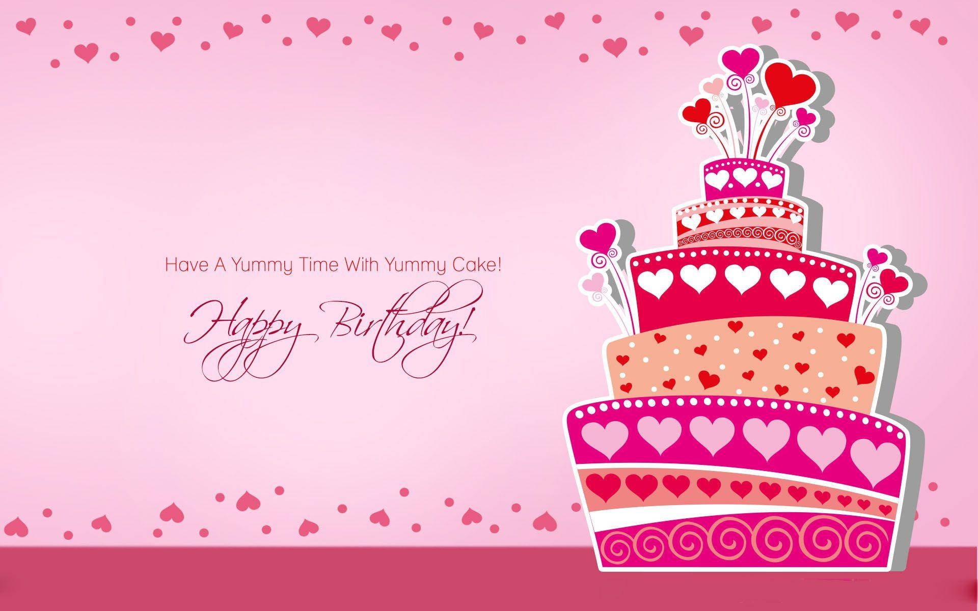 Cute Pink Hearts Birthday Background Background