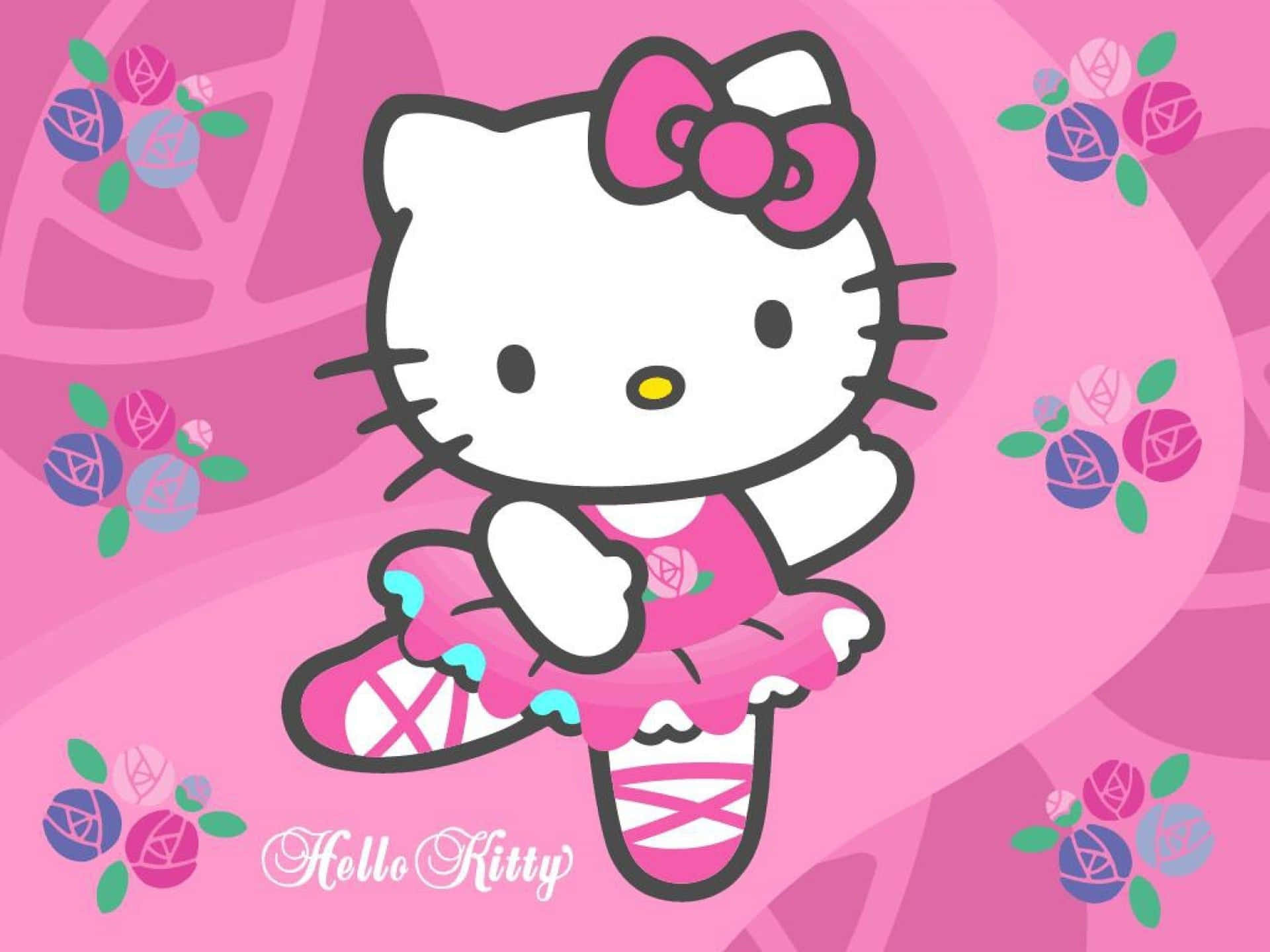 Cute Pink Hello Kitty Ballerina Dancer Background