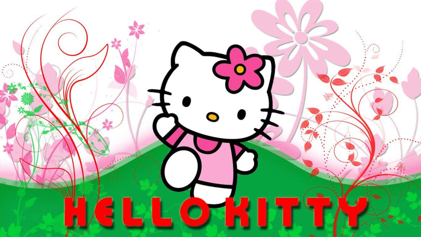 Cute Pink Hello Kitty Garden Background