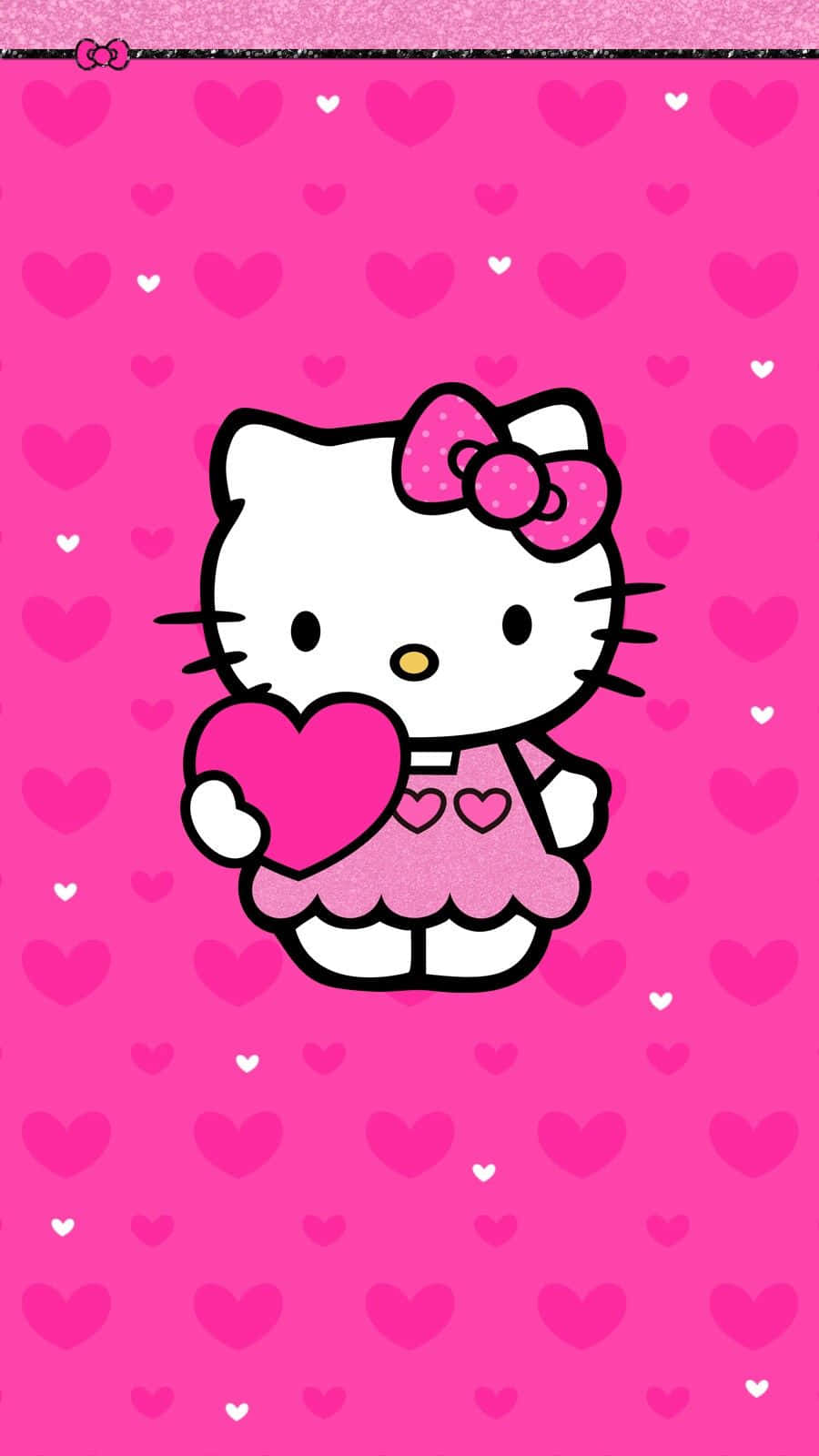 Cute Pink Hello Kitty Hearts Background