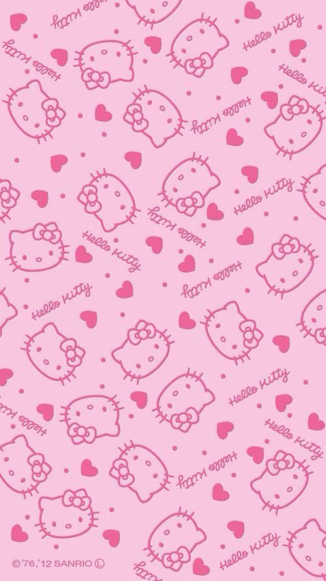 Cute Pink Hello Kitty Hearts Wallpaper Art Background