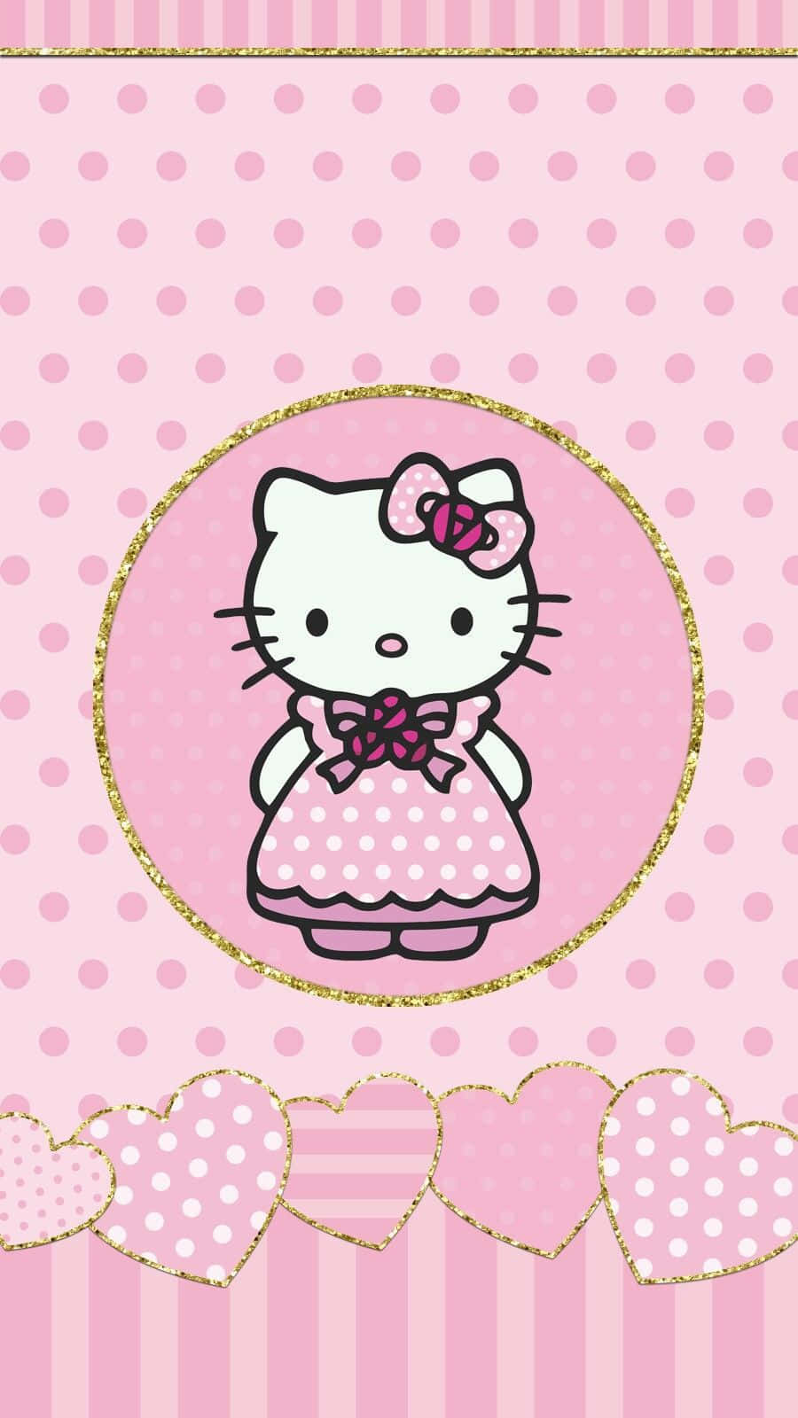 Cute Pink Hello Kitty In Circle Background