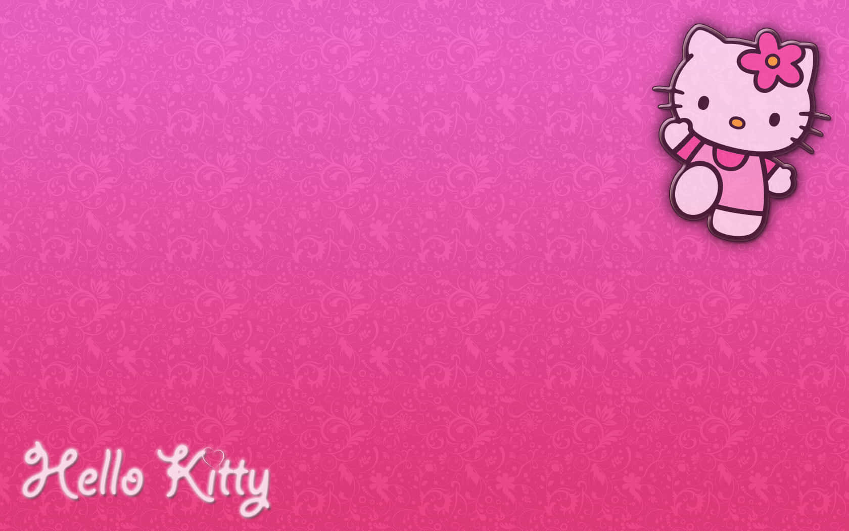 Cute Pink Hello Kitty Wide Background Background