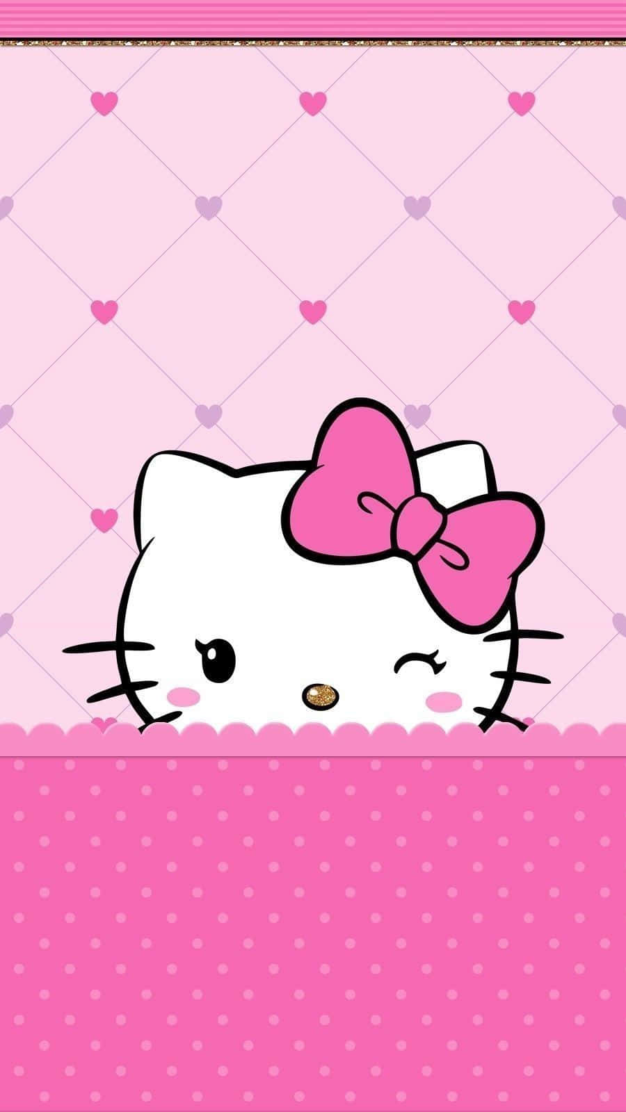 Cute Pink Hello Kitty Wink Background
