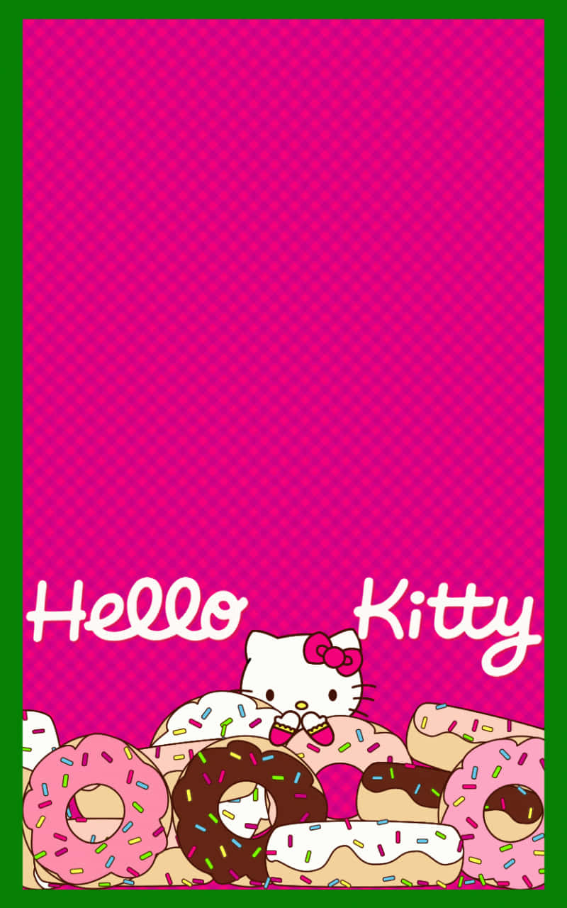 Cute Pink Hello Kitty With Donuts
