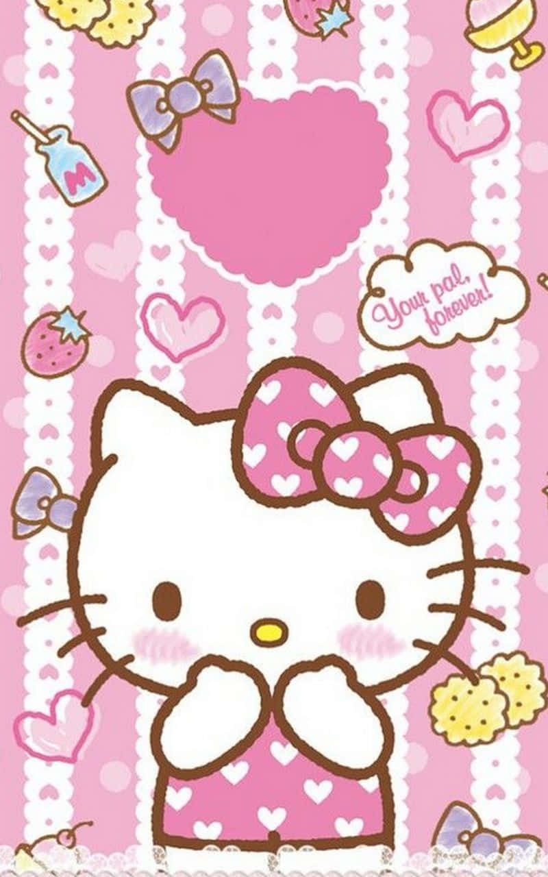 Cute Pink Hello Kitty Your Pal Forever Background
