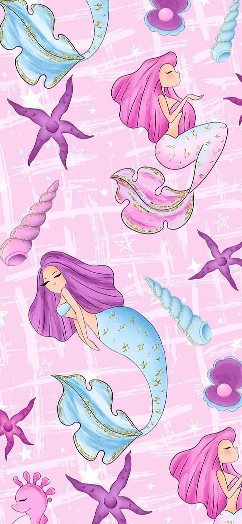 Cute Pink Mermaid Illustration