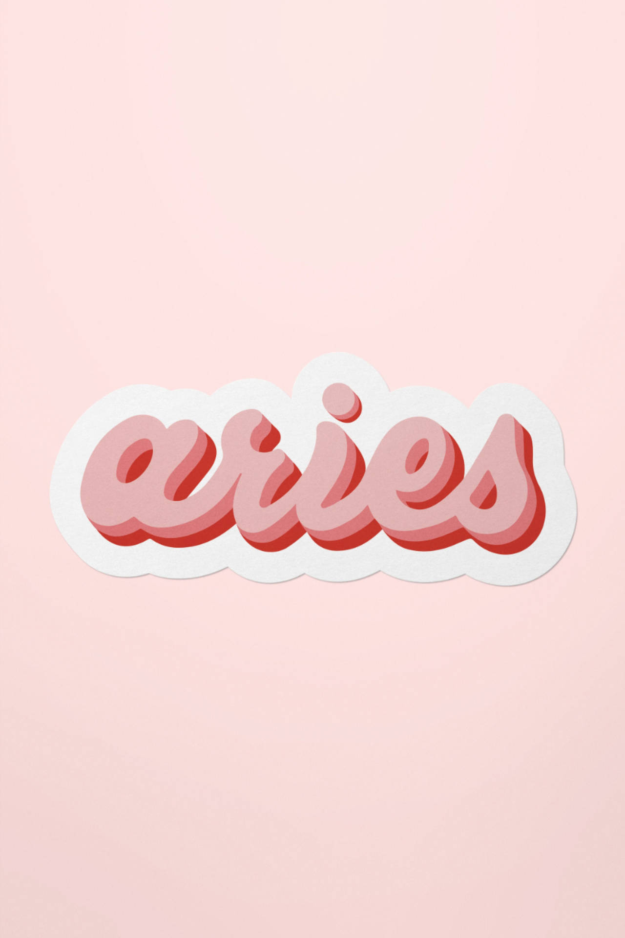 Cute Pink Minimalist Aries Typography