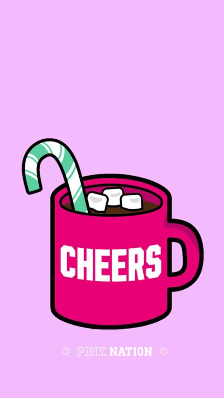 Cute Pink Nation Brand Logo With Hot Choco Background