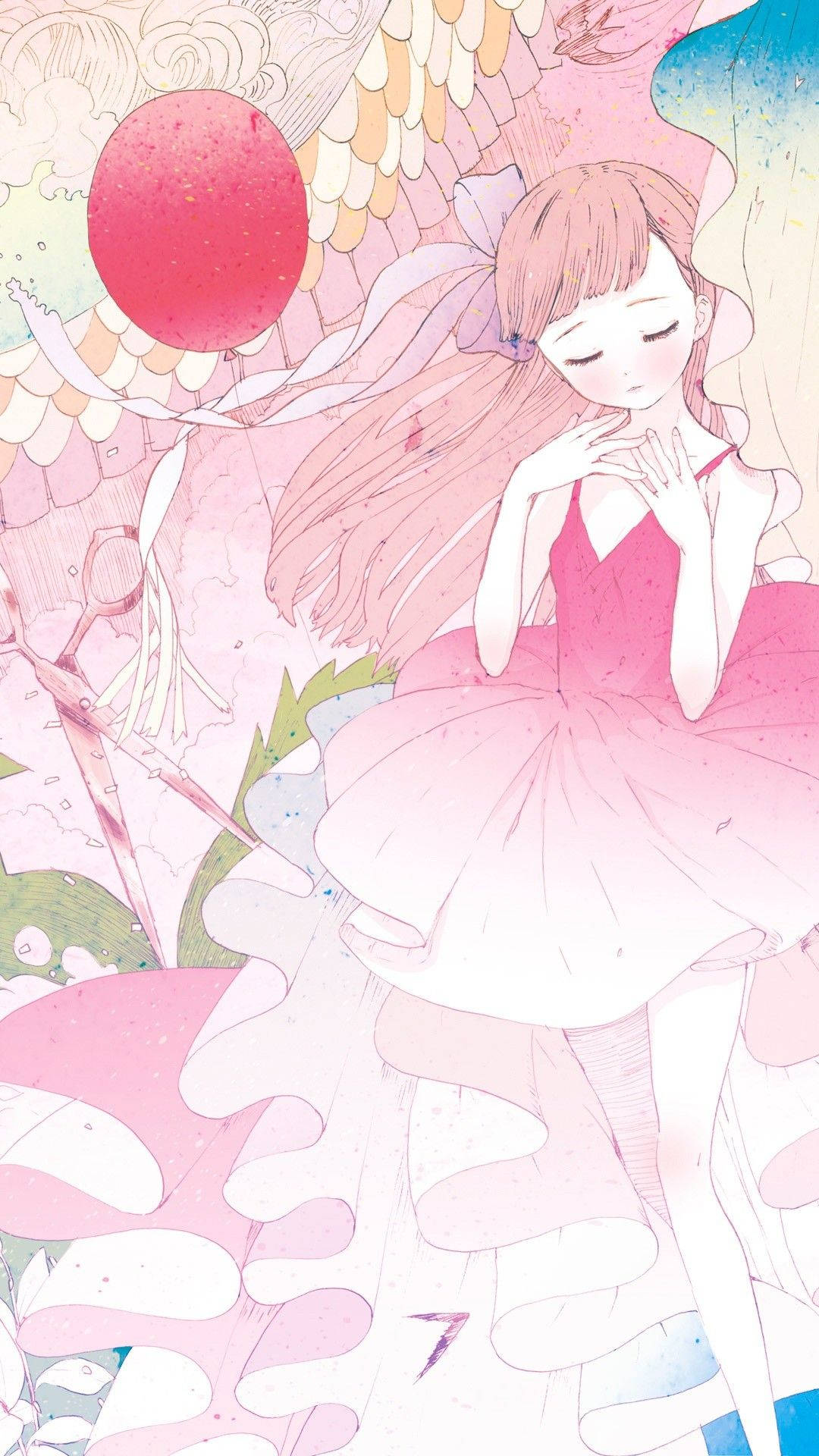 Cute Pink Nature Girl Art Background