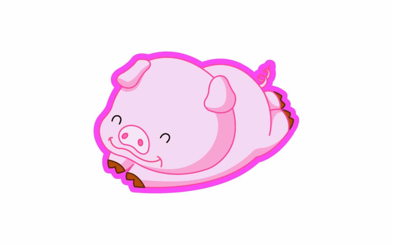 Cute Pink Piggy On Its Stomach