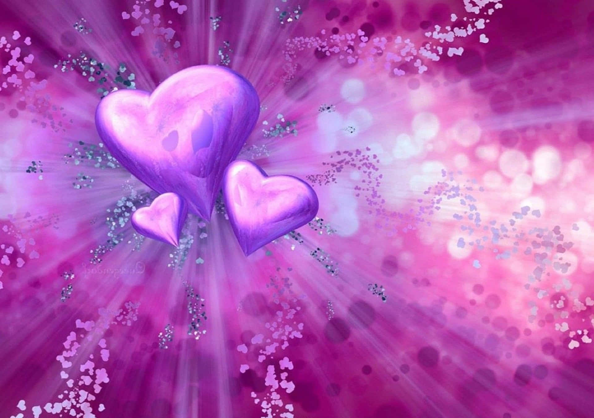 Cute Pink Purple Hearts Graphic Art