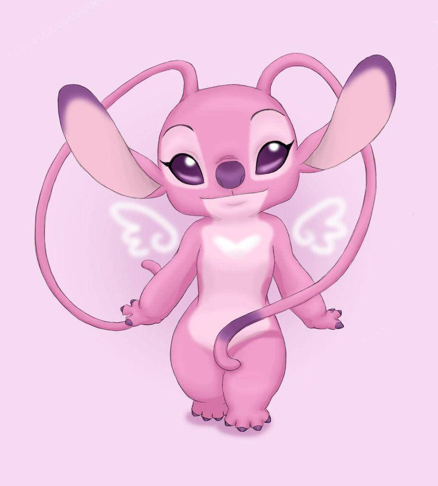 Cute Pink Stitch Angel Background