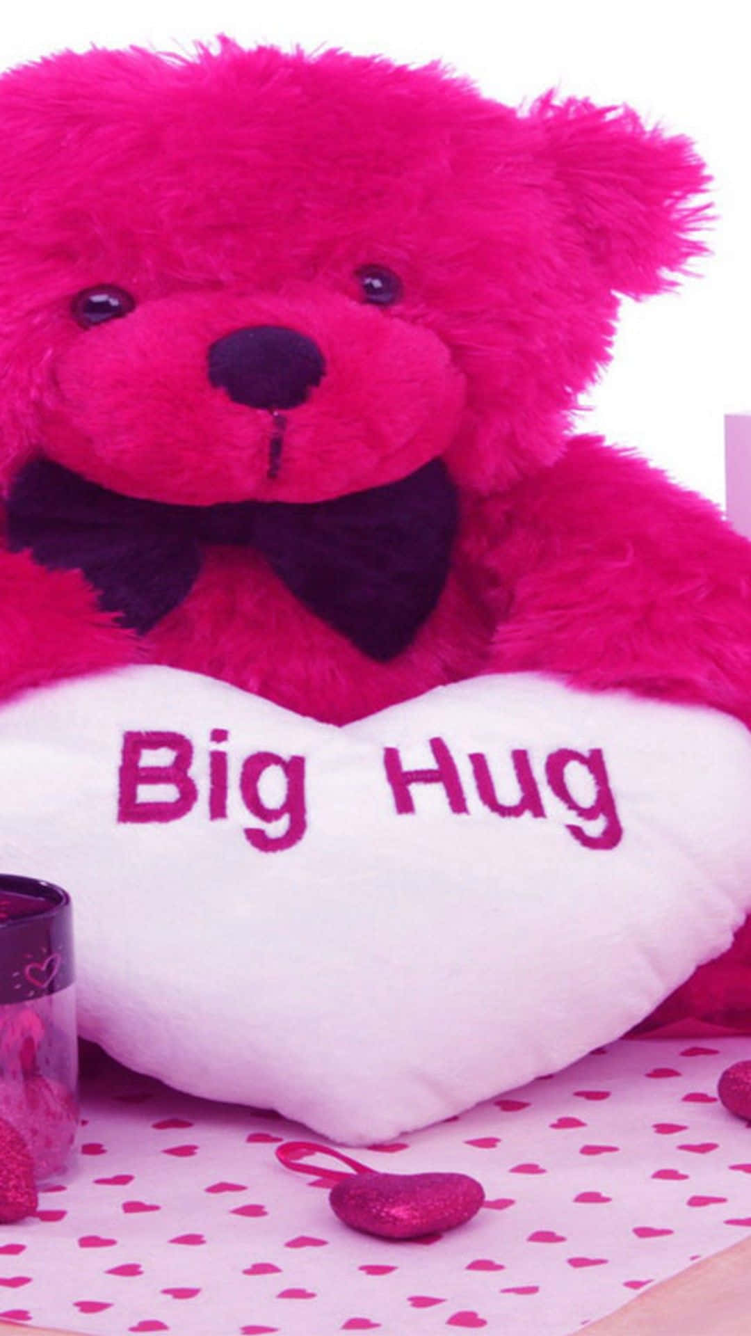 Cute Pink Teddy Bear Big Hug Background