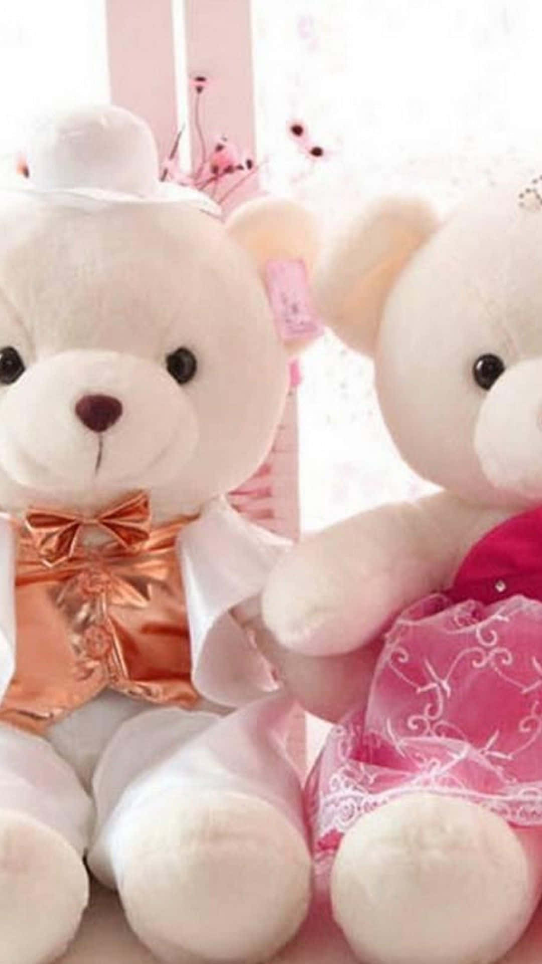 Cute Pink Teddy Bear Couple Background