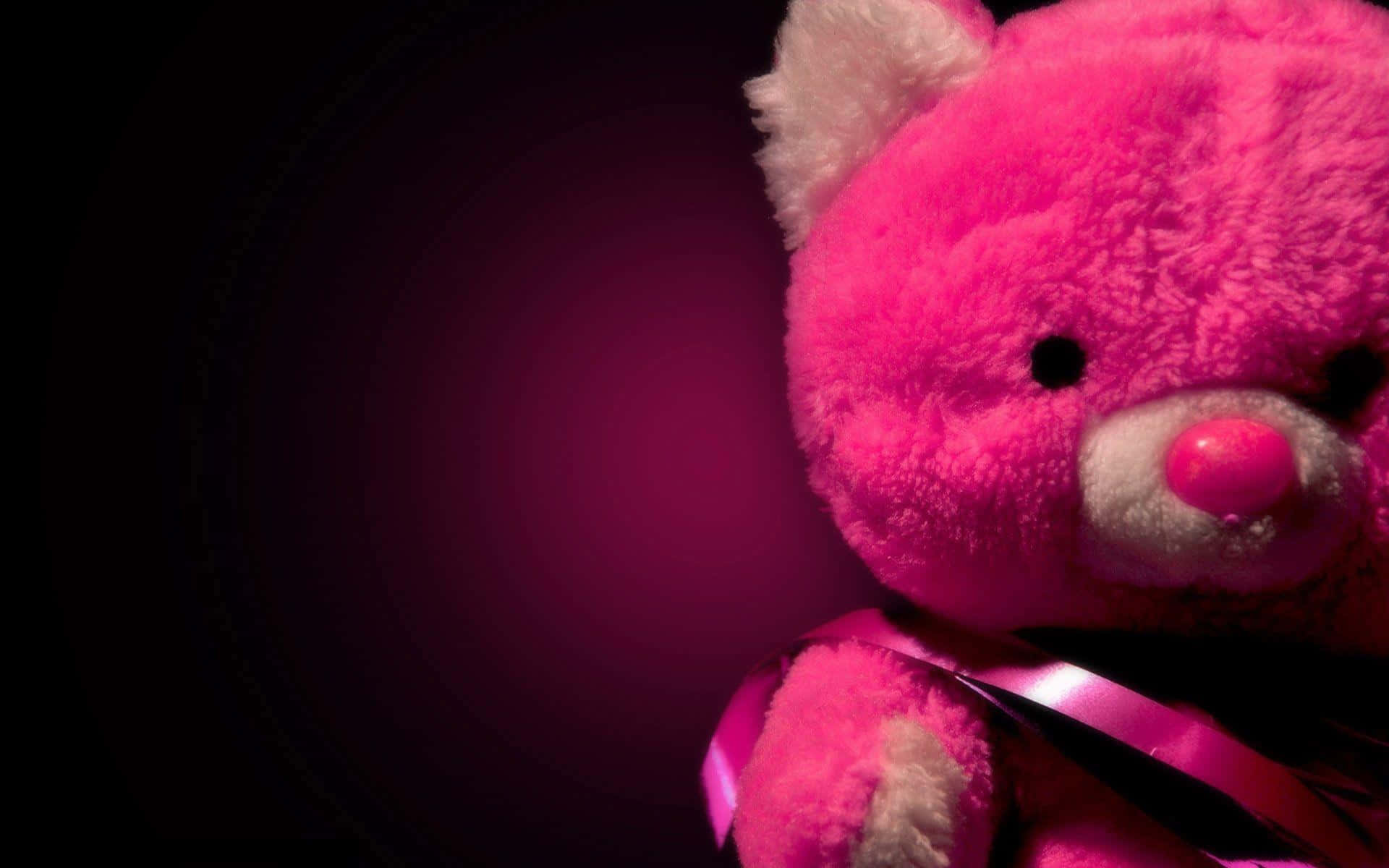 Cute Pink Teddy Bear Dark Aesthetic Background
