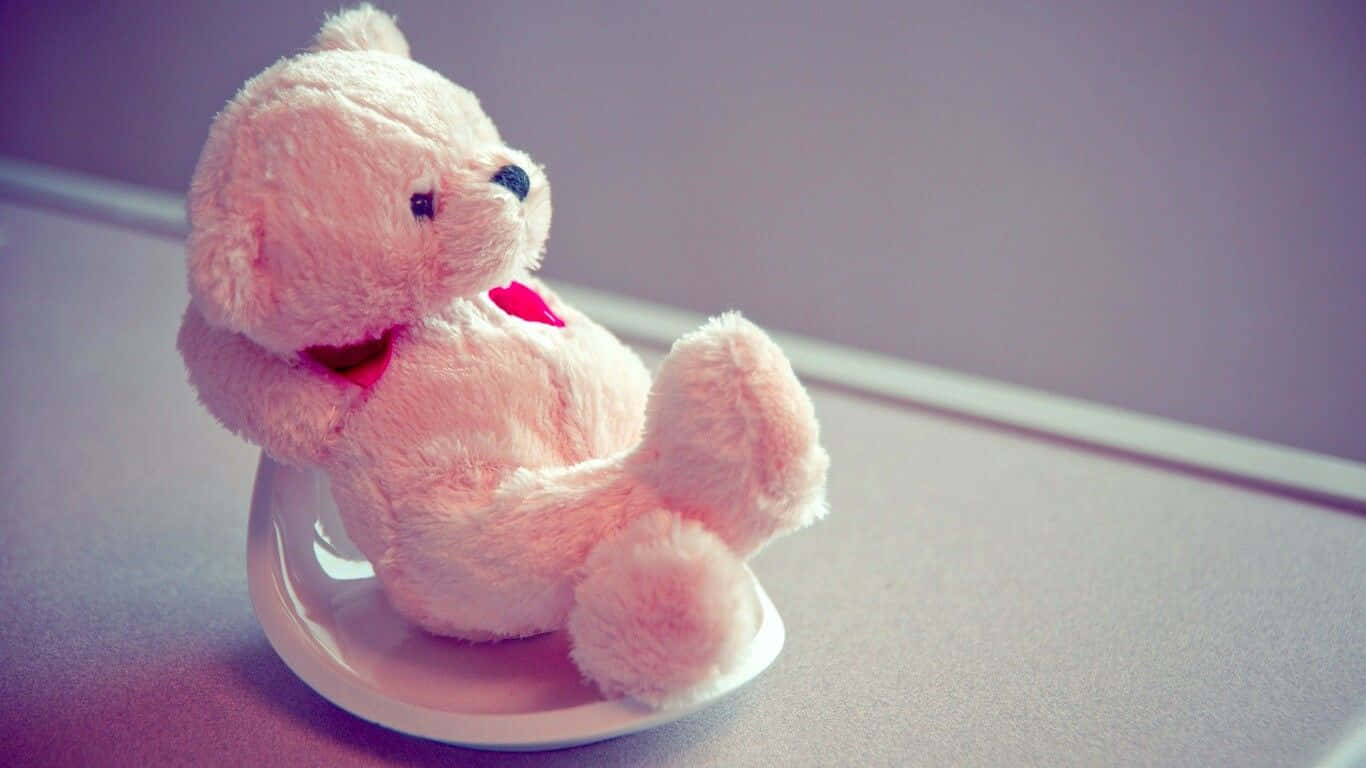 Cute Pink Teddy Bear Gift Background