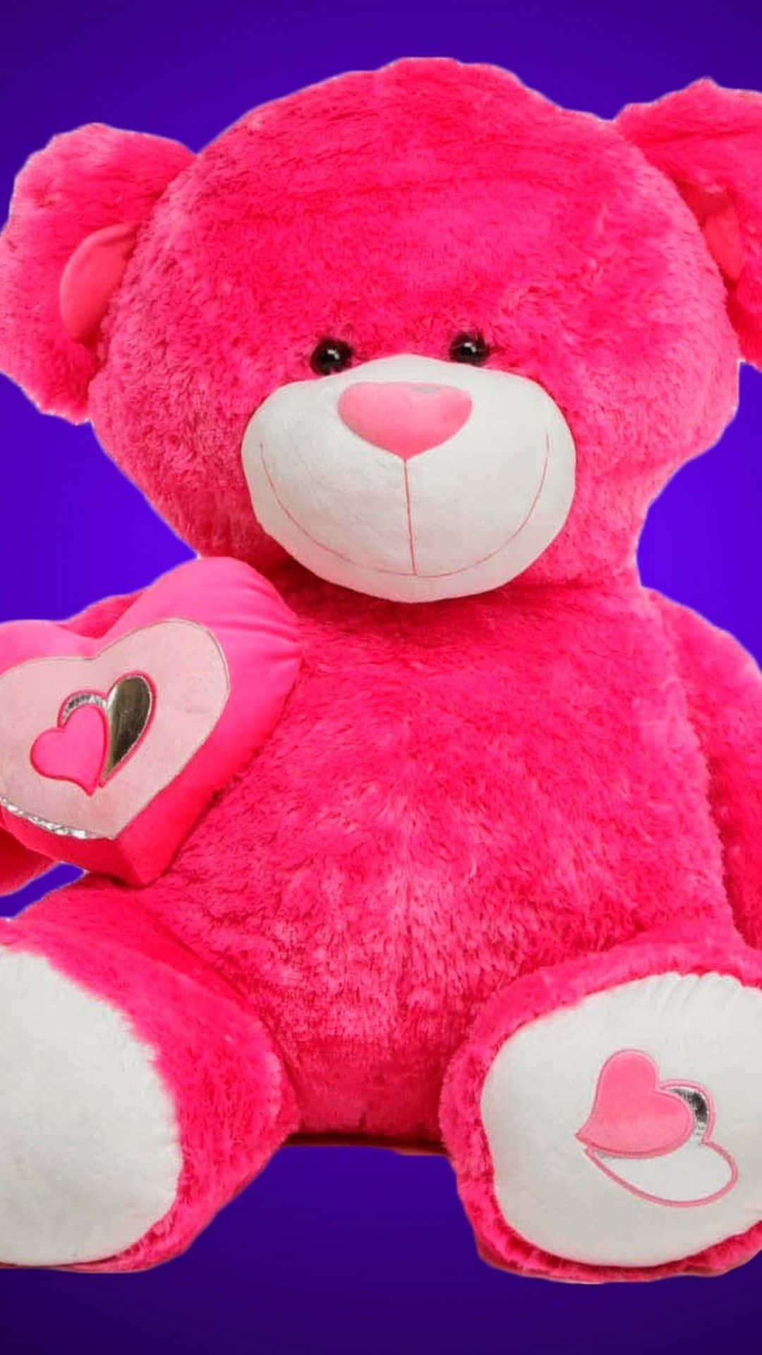 Cute Pink Teddy Bear Heart Background