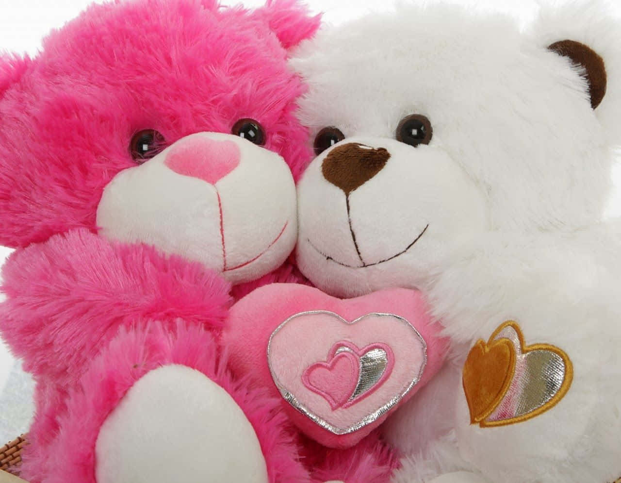 Cute Pink Teddy Bear Hug Background