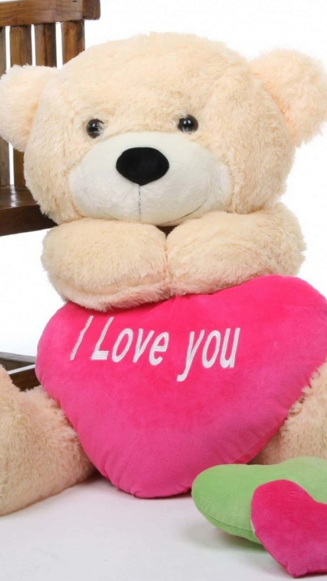 Cute Pink Teddy Bear I Love You Heart Background