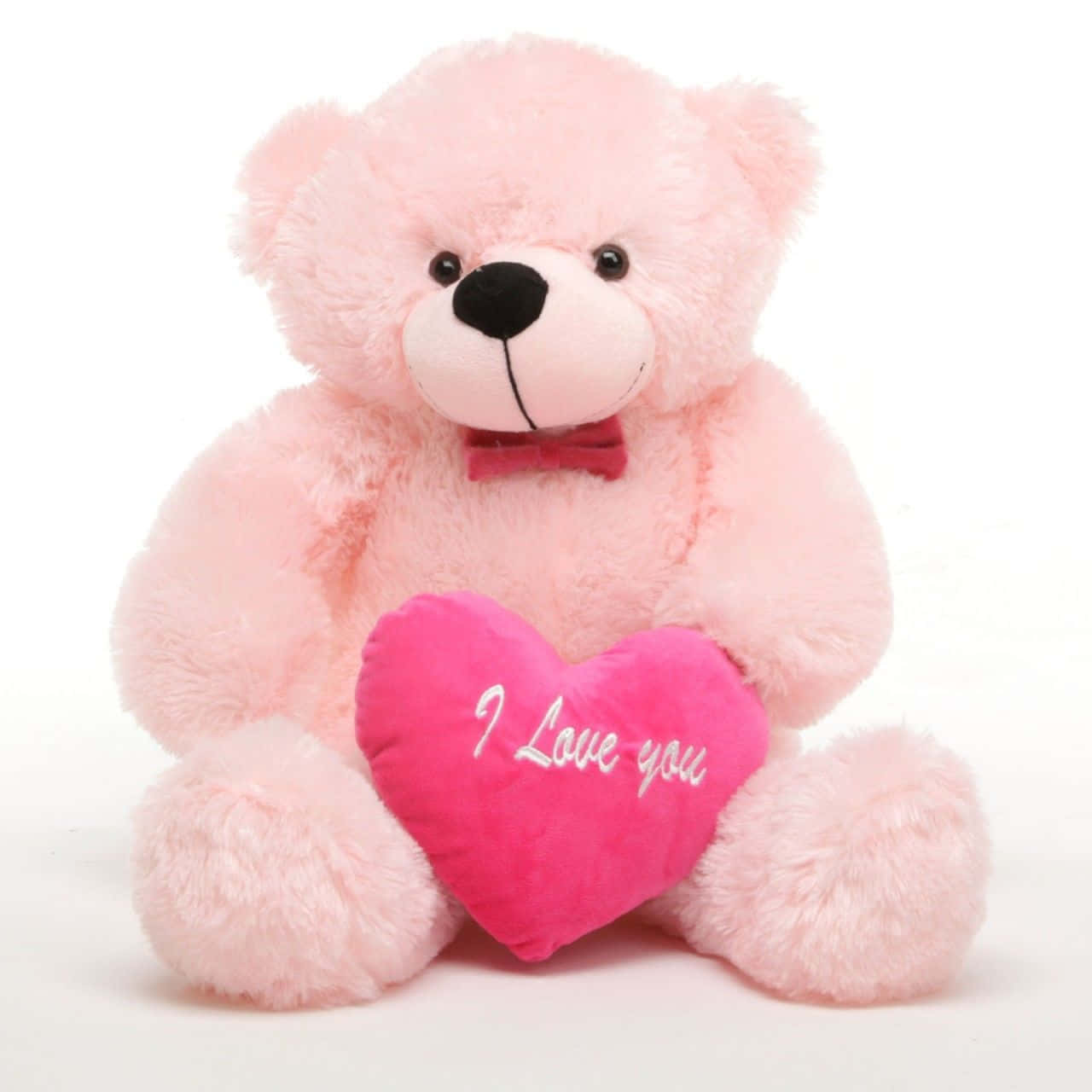 Cute Pink Teddy Bear I Love You Love Background