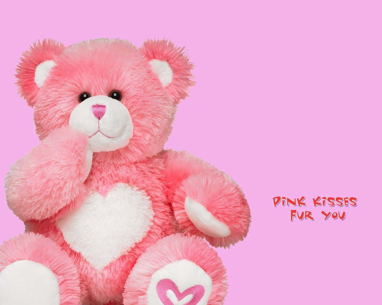 Cute Pink Teddy Bear Kisses Valentine's Day