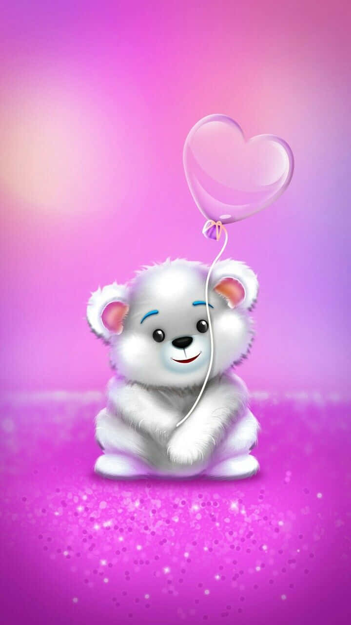 Cute Pink Teddy Bear Background