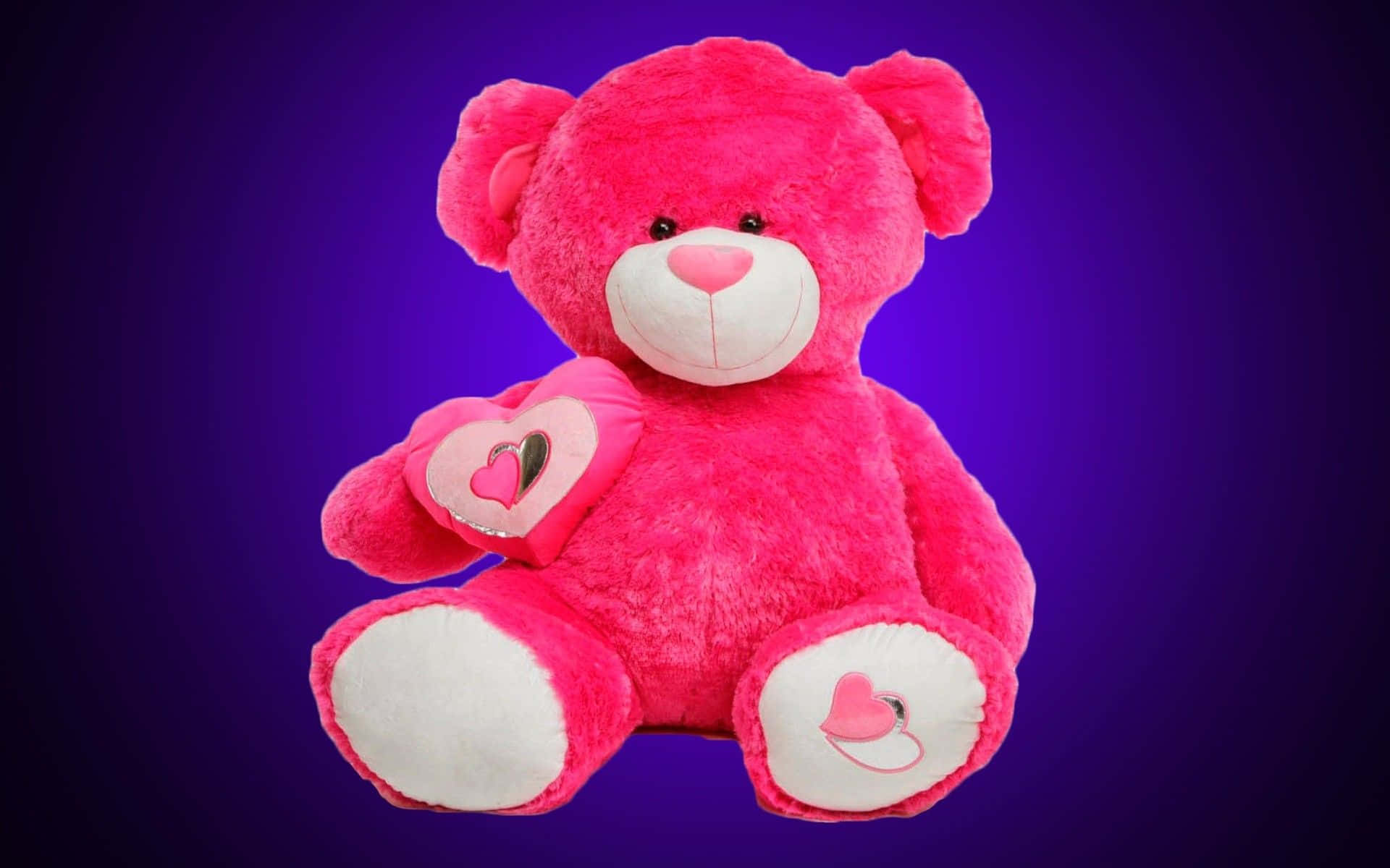 Cute Pink Teddy Bear Love Hearts Background