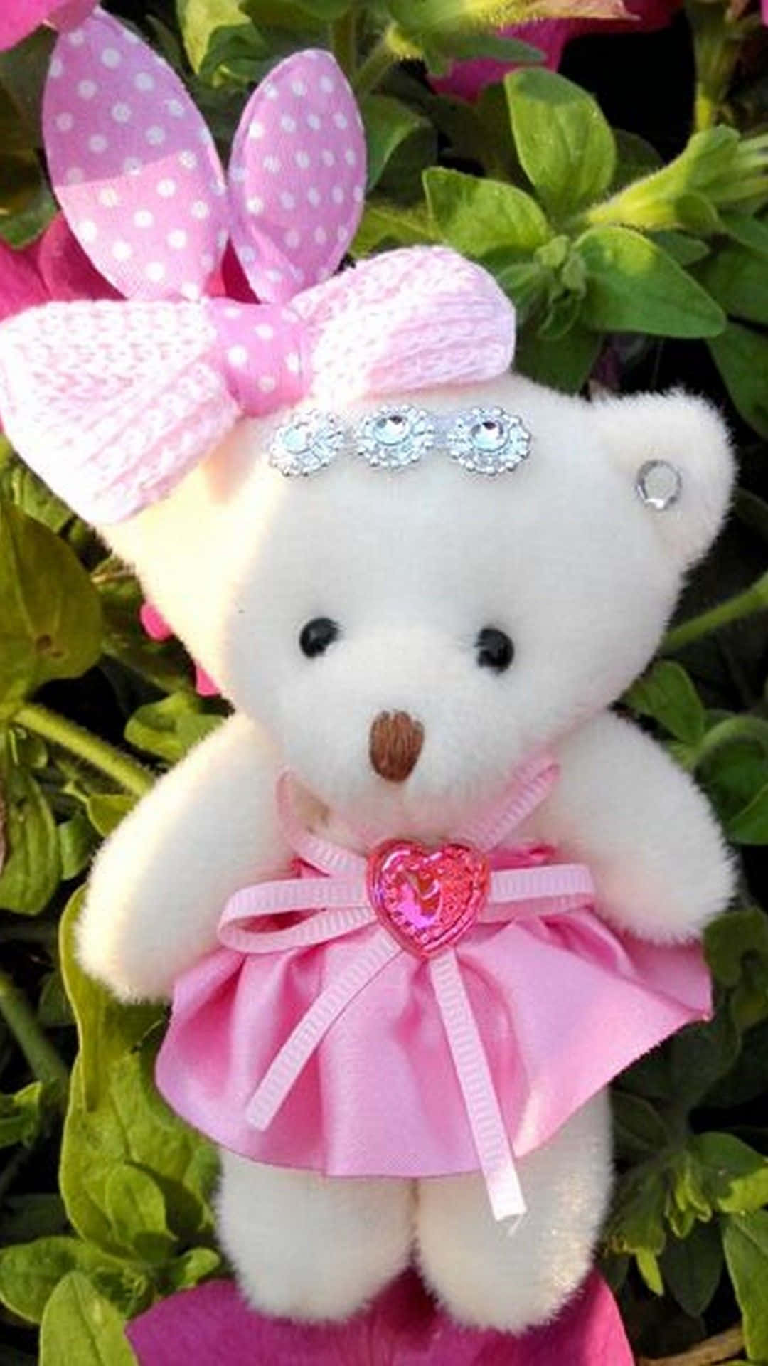 Cute Pink Teddy Bear Valentines Background
