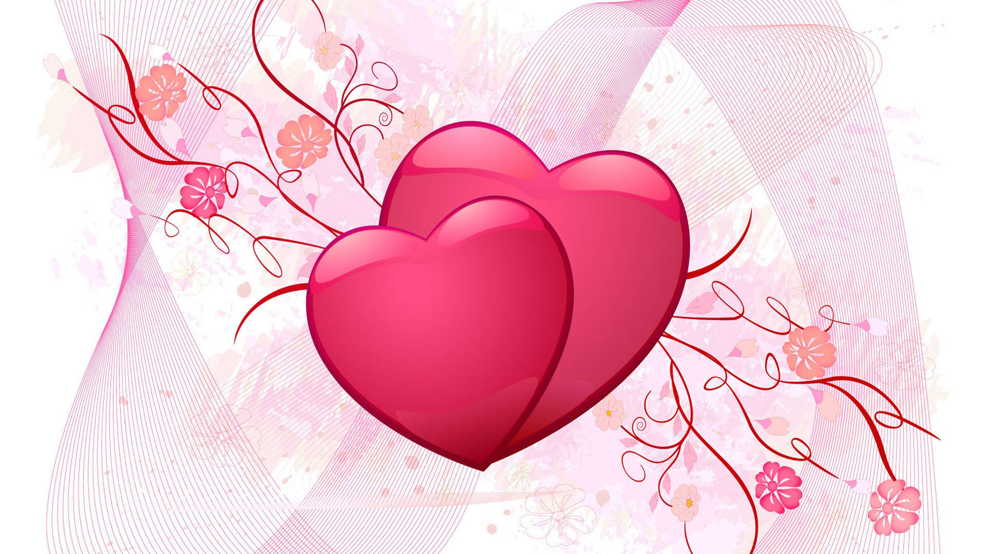 Cute Pink Twin Hearts Background