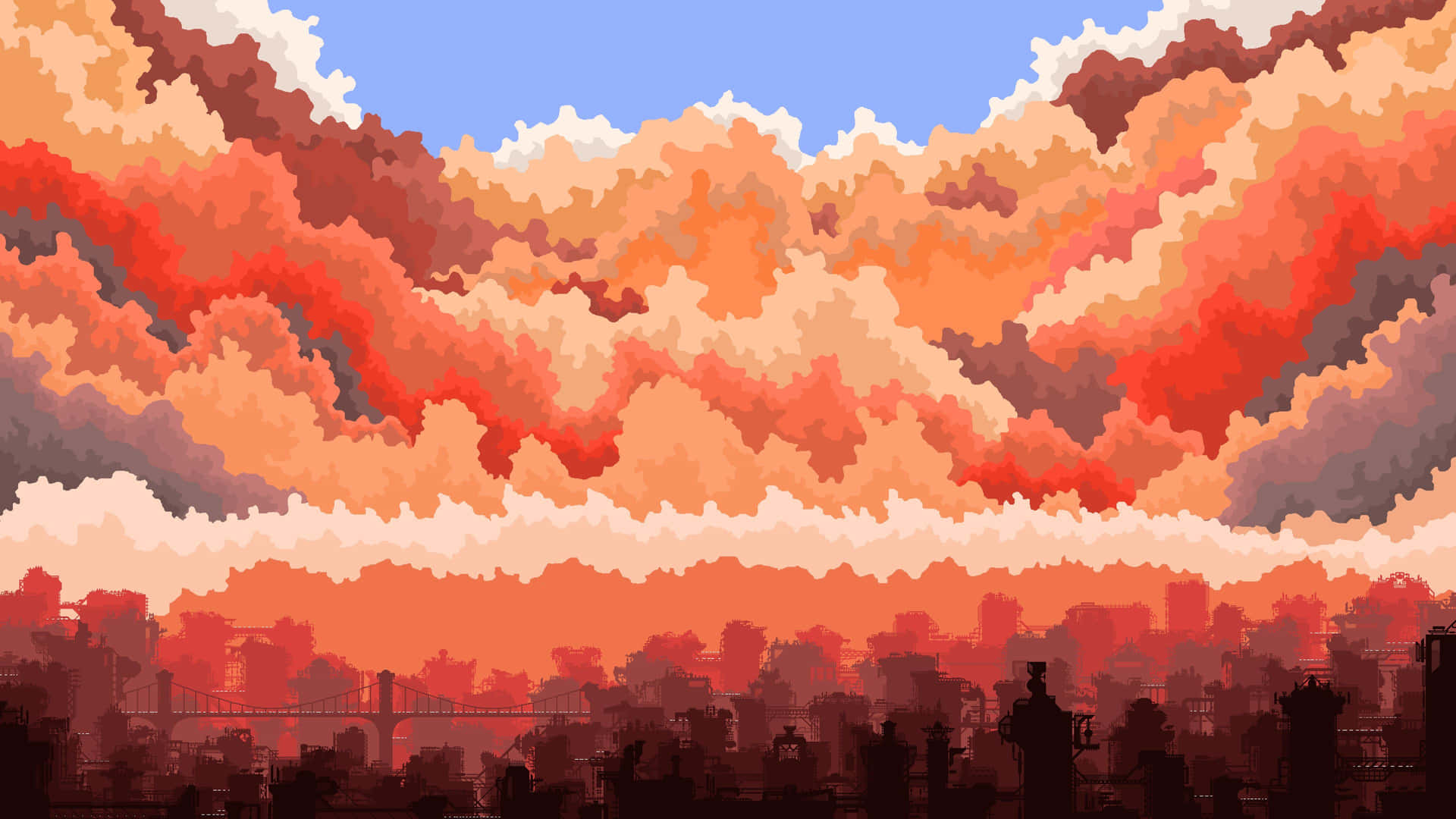 Cute Pixel Desktop Clouds Background