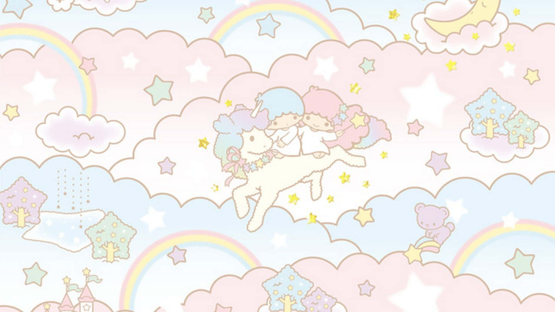 Cute Pixel Desktop Little Twin Stars Background