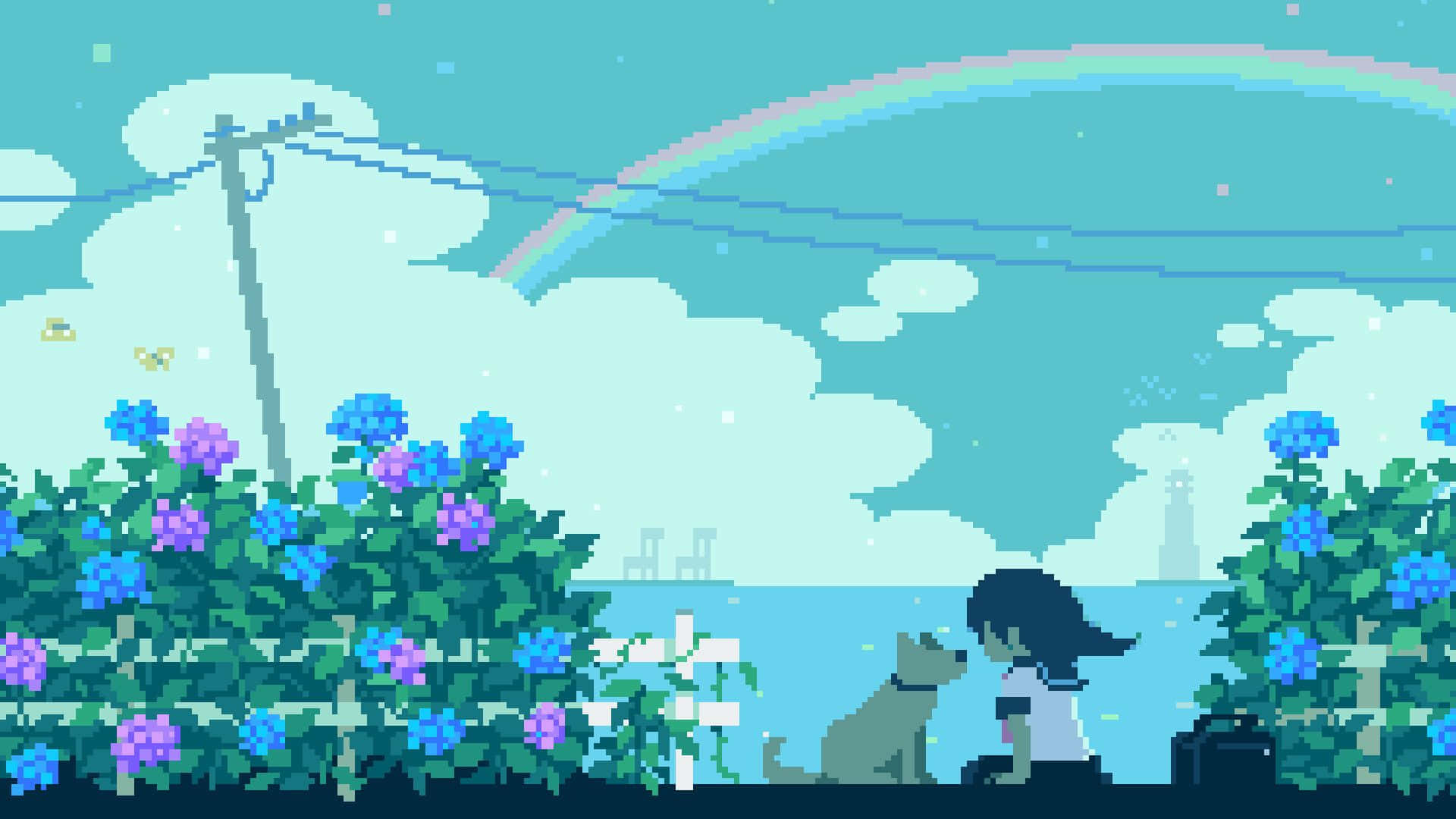 Cute Pixel Desktop Rainbow Background