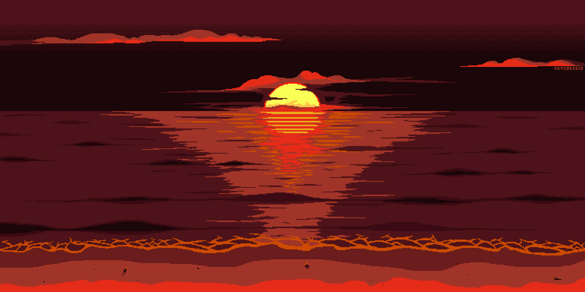 Cute Pixel Desktop Sunset Background