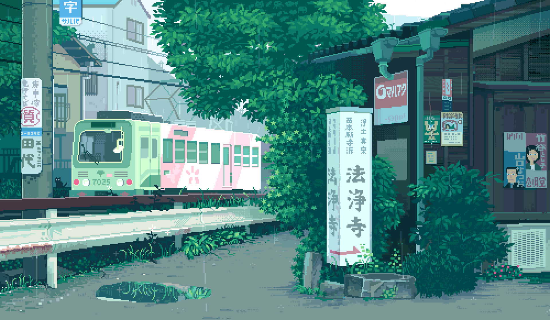 Cute Pixel Desktop Train Background