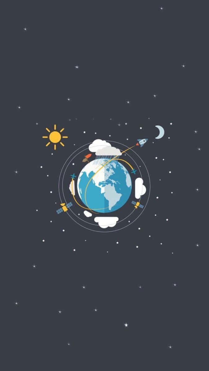 Cute Planet Earth Space Illustration Background