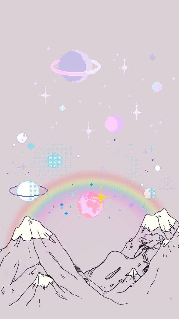 Cute Planet Mountains Aesthetic Phone Background